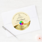 ライトピーチ波状金ゴールドロゴモノグラム製品ラベル ラウンドシール (封筒)