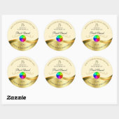 ライトピーチ波状金ゴールドロゴモノグラム製品ラベル ラウンドシール (シート)