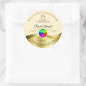 ライトピーチ波状金ゴールドロゴモノグラム製品ラベル ラウンドシール (バッグ)