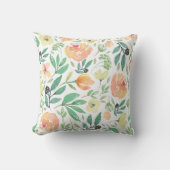 ライトピーチ&イエローウォーター色フラワーパターン クッション (正面)