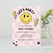 ライトピ名門私立校風のンクY2Kスマイル誕生日招待状 招待状 (スタンド正面)