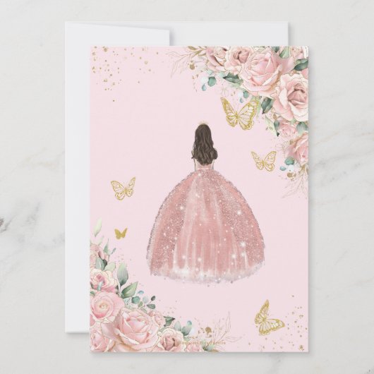 ライトピ淡い色のンクフローラバラキンセアニェラスイーツ16 招待状 (裏面)