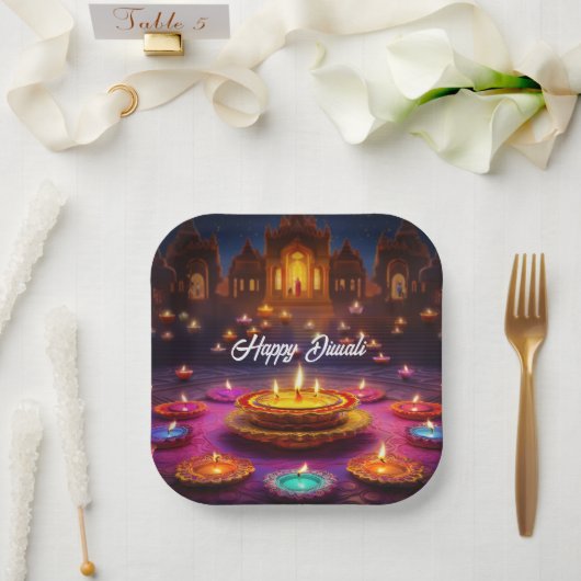 ライトフェスティバル：ディワリお祝い ペーパープレート (ウェディング)