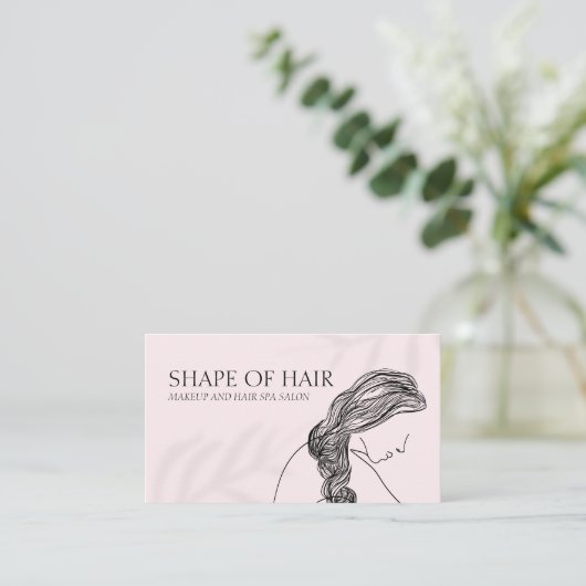 ライトフェミニン：ピンクの女性体美容師 名刺 (スタンド正面)