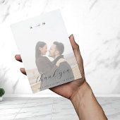 ライトフェージング写真モノグラムエレガントホワイト結婚ズ サンキューカード