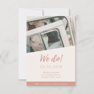 ライトフォトビーチ結婚式招待状ポートレート サンキューカード