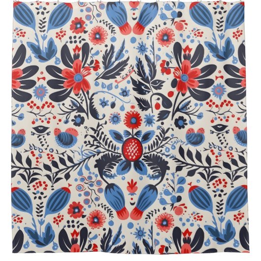 ライトフォークアートフローラシャワーカーテン シャワーカーテン (正面)