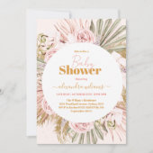 ライトフラワーとパンパスグラスボホベイビーシャワー 招待状 (正面)
