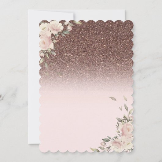 ライトフラワーズグリッター蝶65誕生日 招待状 (裏面)