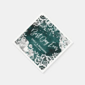 ライトフラワーレース素朴ティール（緑がかった色）最高のデーエバー スタンダードカクテルナプキン (角)