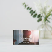 ライトフレーモダンア付きブラックシルエットシェフ 名刺 (スタンド正面)