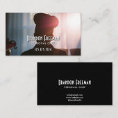 ライトフレーモダンア付きブラックシルエットシェフ 名刺 (正面/裏面)