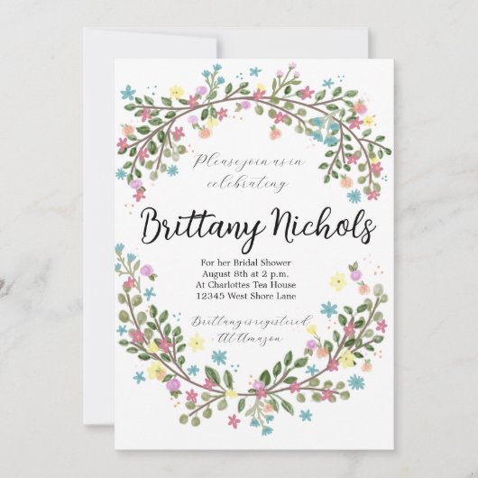 ライトフローラブライダルシャワー招待 招待状 (正面)