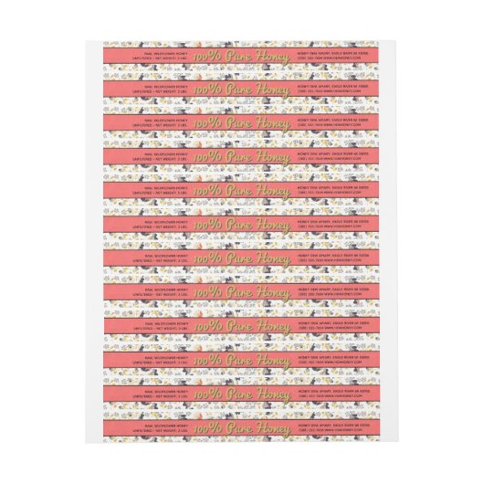 ライトフローララップのまわりにハニージャラベル ラップアラウンドラベル (シート)