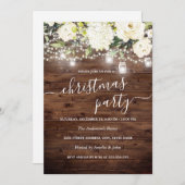 ライトフローラ素朴ウッドクリスマスパーティー招待状 招待状 (正面/裏面)