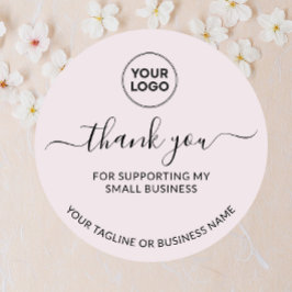 ライトブラウンありがとう小さなロゴラウンドシール ラウンドシール