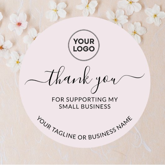 ライトブラウンありがとう小さなロゴラウンドシール ラウンドシール