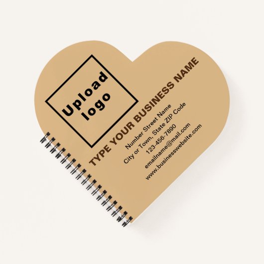 ライトブラウンのビジネスブランドハート形状スパイラル ノートブック (正面)