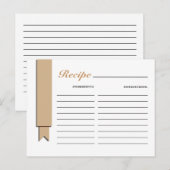 ライトブラウンのリボンレシピカード ポストカード (正面/裏面)