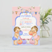 ライトブラウンの小さなかぼちゃの性別発表 招待状 (スタンド正面)