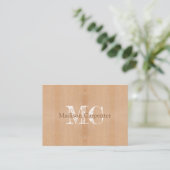 ライトブラウンの木目 大工のモノグラム 名刺 (スタンド正面)