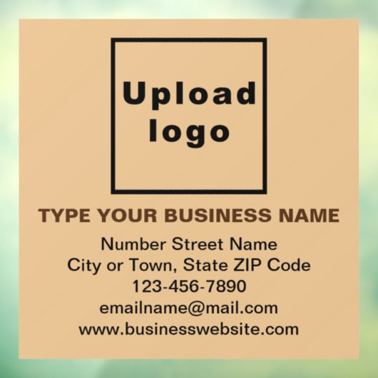 ライトブラウンの正方形の窓にしがみつくビジネスブランド ウィンドウサイン (シート3)