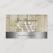 ライトブラウンウッドグレインルックモノグラムシルバーデコール 名刺 (裏面)