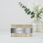 ライトブラウンウッドグレインルックモノグラムシルバーデコール 名刺 (スタンド正面)