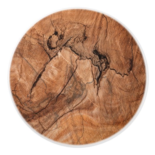 ライトブラウンウッドデザイン セラミックノブ (正面)