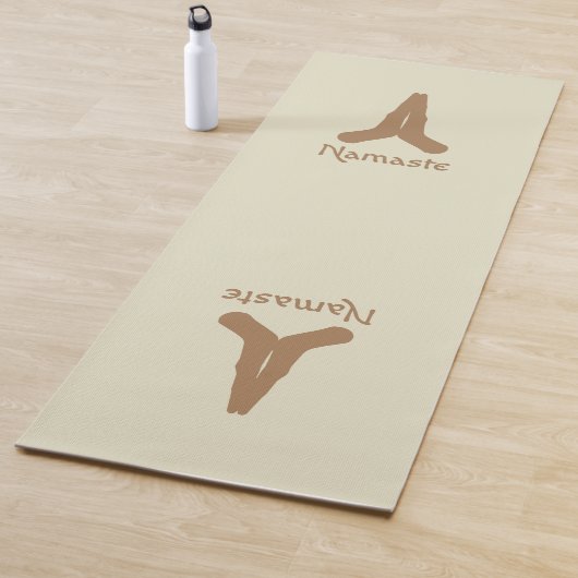 ライトブラウンオンナチュラルナマステムドラハンズ ヨガマット (インサイチュ)
