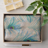 ライトブラウンデコップブルーの孔雀の羽 薄葉紙 (ギフト)