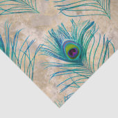 ライトブラウンデコップブルーの孔雀の羽 薄葉紙 (詳細)