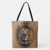 ライトブラウントートバッグ「I love My Cat」名前をカスタムする トートバッグ (正面)