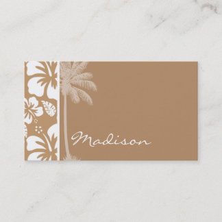 ライトブラウンハワイアン熱帯ハイビスカス；ヤシ 名刺