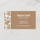 ライトブラウンハワイアン熱帯ハイビスカス；ヤシ 名刺 (裏面)