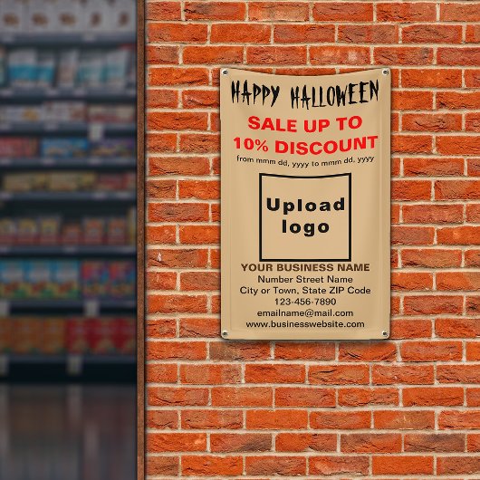 ライトブラウンバナーのビジネスハロウィーン販売 横断幕