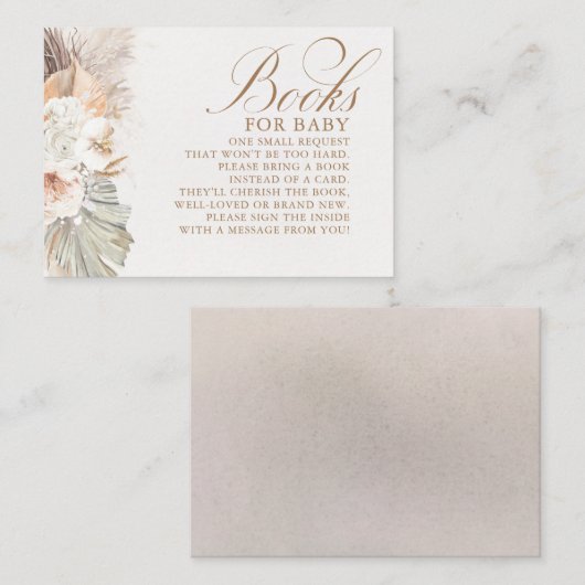 ライトブラウンフローラエキゾチックBohoベビーシャワーブックス エンクロージャーカード (正面/裏面)