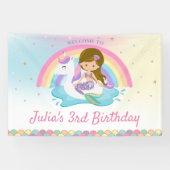 ライトブラウンマーメイドユニコーンプール誕生日へようこそ 横断幕 (横)