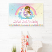 ライトブラウンマーメイドユニコーンプール誕生日へようこそ 横断幕 (インサイチュ)