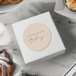 ライトブラウンモダンベージュ手書きスクリプトベーカリー ラウンドシール