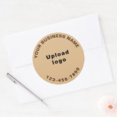 ライトブラウン上のラウンドパターン電話番号文字 ラウンドシール (封筒)