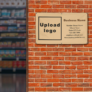 ライトブラウン四角形バナーのビジネスブランド 横断幕