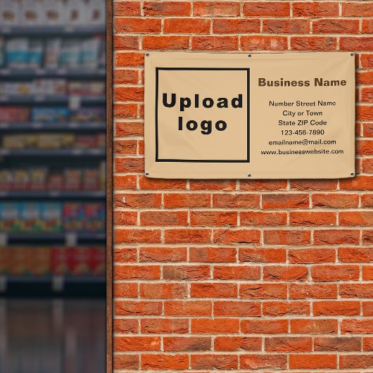 ライトブラウン四角形バナーのビジネスブランド 横断幕