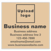 ライトブラウン大四角ビニールのビジネスブランド シール (正面)