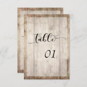 ライトブラウン木材&ライトテーブル番号カード 出欠カード (正面/裏面)