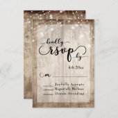 ライトブラウン素朴ウッド&ライトウェディングRSVP 1 出欠カード (正面/裏面)