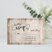 ライトブラウン素朴ウッド&ライトウェディングRSVP 2 出欠カード (スタンド正面)