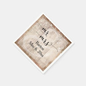 ライトブラウン結婚ウッド&ライトストリングスのミスター&ミセス スタンダードカクテルナプキン (角)