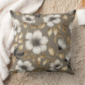 ライトブラウン金ゴールド白黒フローラ クッション (ブランケット)