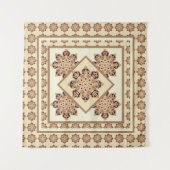 ライトブラウン&クリーム付きウォールタペストリーメダリオン タペストリー (正面(横))